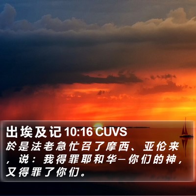 出 埃 及 记 10:16 CUVS Bible Verse Image