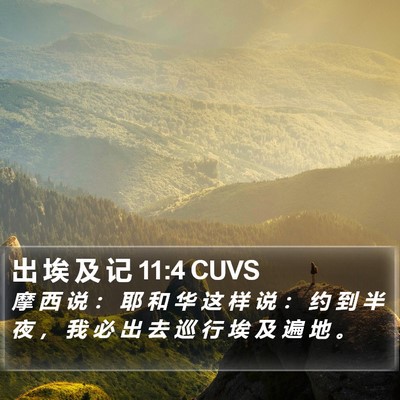 出 埃 及 记 11:4 CUVS Bible Verse Image