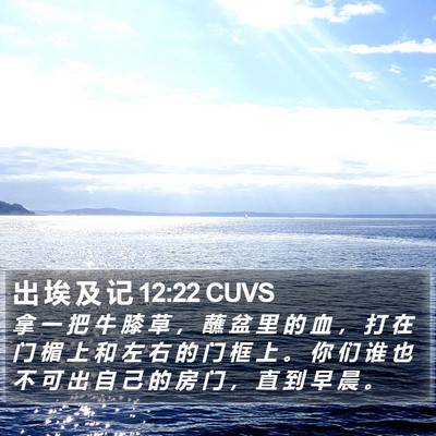 出 埃 及 记 12:22 CUVS Bible Verse Image