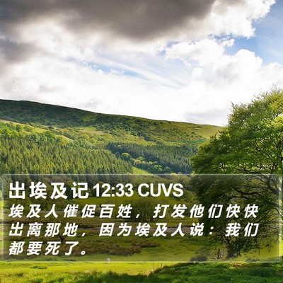 出 埃 及 记 12:33 CUVS Bible Verse Image