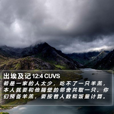 出 埃 及 记 12:4 CUVS Bible Verse Image
