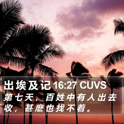 出 埃 及 记 16:27 CUVS Bible Verse Image