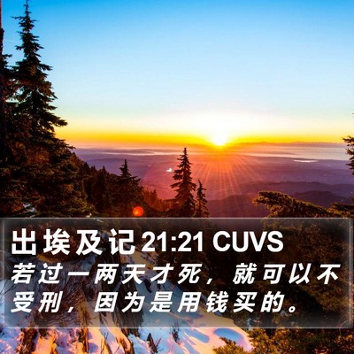 出 埃 及 记 21:21 CUVS Bible Verse Image