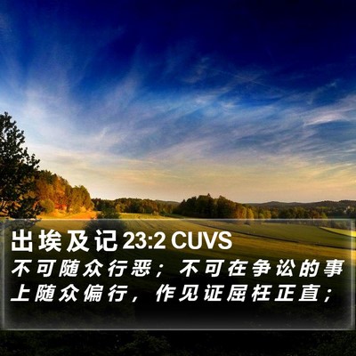 出 埃 及 记 23:2 CUVS Bible Verse Image