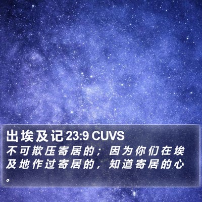 出 埃 及 记 23:9 CUVS Bible Verse Image