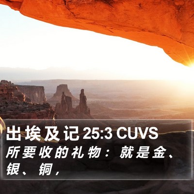 出 埃 及 记 25:3 CUVS Bible Verse Image