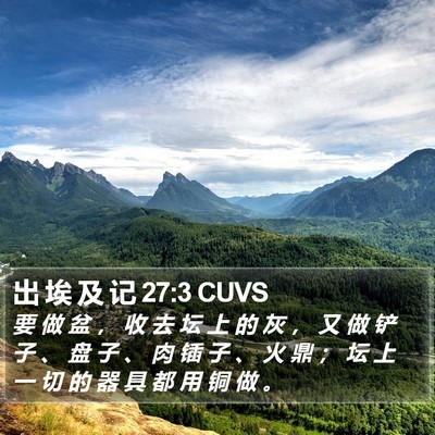 出 埃 及 记 27:3 CUVS Bible Verse Image