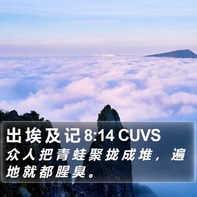 出 埃 及 记 8:14 CUVS Bible Verse Image