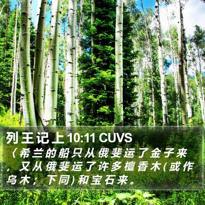 列 王 记 上 10:11 CUVS Bible Verse Image