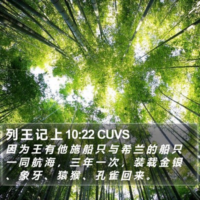 列 王 记 上 10:22 CUVS Bible Verse Image