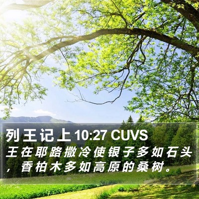 列 王 记 上 10:27 CUVS Bible Verse Image