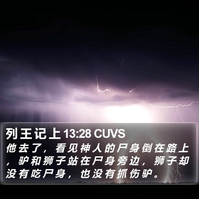 列 王 记 上 13:28 CUVS Bible Verse Image