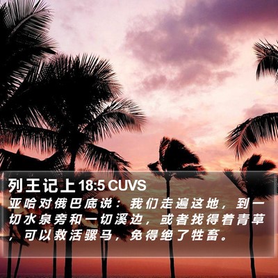 列 王 记 上 18:5 CUVS Bible Verse Image
