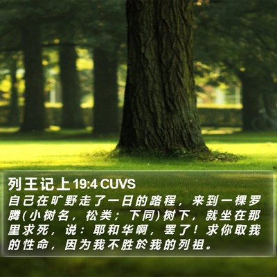 列 王 记 上 19:4 CUVS Bible Verse Image