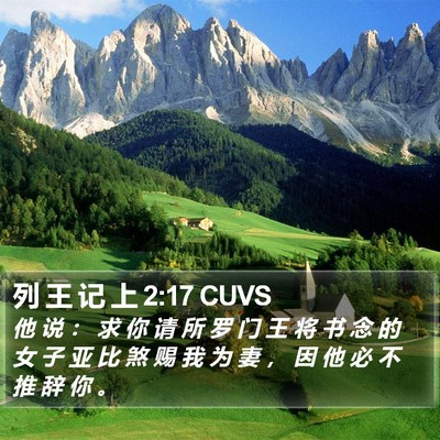 列 王 记 上 2:17 CUVS Bible Verse Image