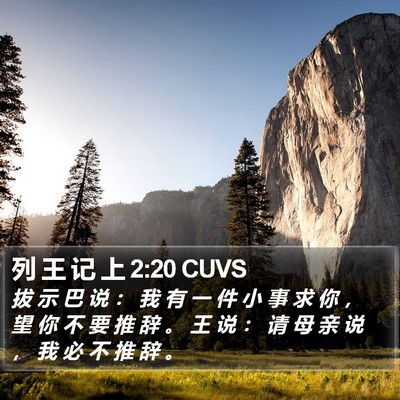 列 王 记 上 2:20 CUVS Bible Verse Image
