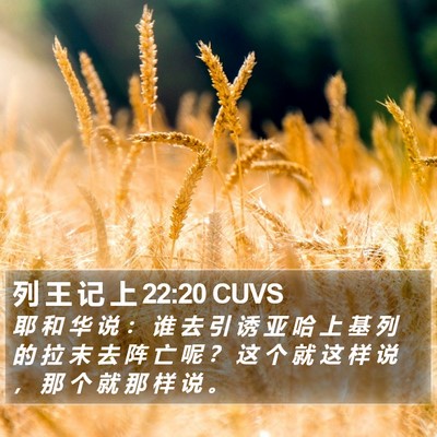 列 王 记 上 22:20 CUVS Bible Verse Image