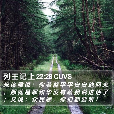 列 王 记 上 22:28 CUVS Bible Verse Image