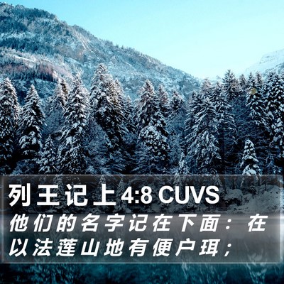 列 王 记 上 4:8 CUVS Bible Verse Image