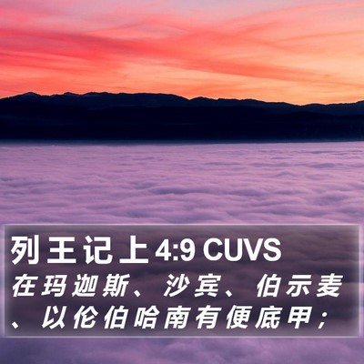 列 王 记 上 4:9 CUVS Bible Verse Image