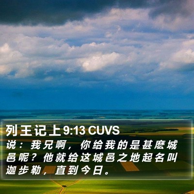 列 王 记 上 9:13 CUVS Bible Verse Image