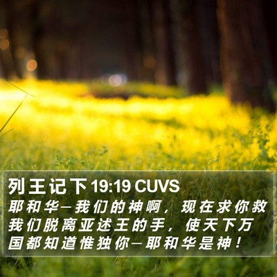 列 王 记 下 19:19 CUVS Bible Verse Image