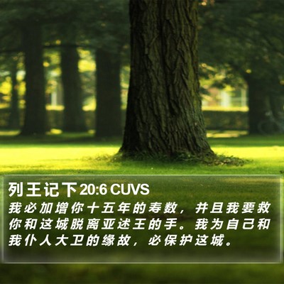 列 王 记 下 20:6 CUVS Bible Verse Image