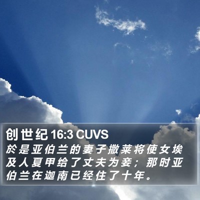 创 世 纪 16:3 CUVS Bible Verse Image