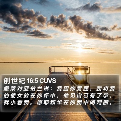 创 世 纪 16:5 CUVS Bible Verse Image