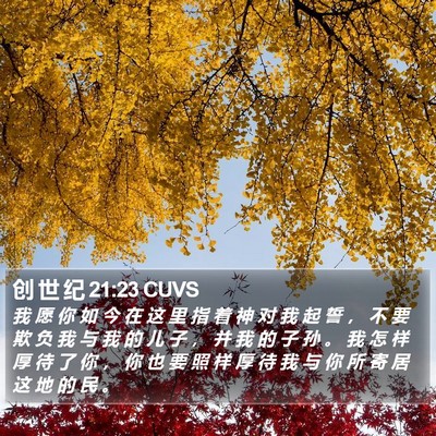 创 世 纪 21:23 CUVS Bible Verse Image