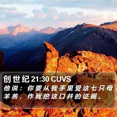 创 世 纪 21:30 CUVS Bible Verse Image