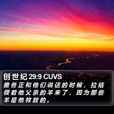 创 世 纪 29:9 CUVS Bible Verse Image