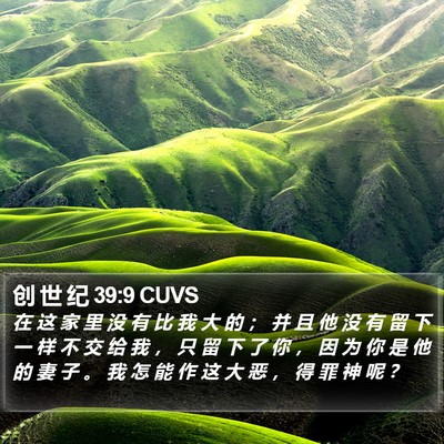 创 世 纪 39:9 CUVS Bible Verse Image