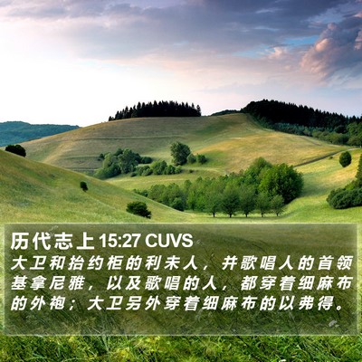 历 代 志 上 15:27 CUVS Bible Verse Image