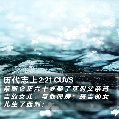 历 代 志 上 2:21 CUVS Bible Verse Image