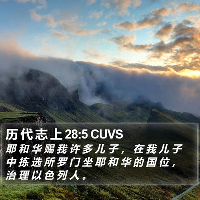 历 代 志 上 28:5 CUVS Bible Verse Image