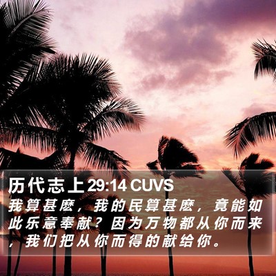 历 代 志 上 29:14 CUVS Bible Verse Image