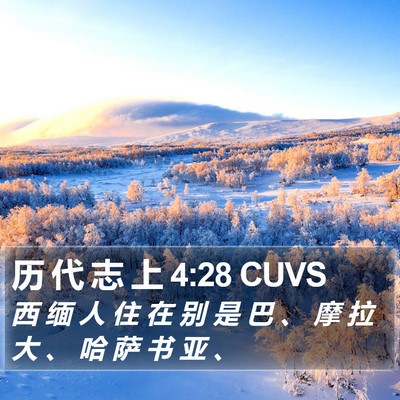 历 代 志 上 4:28 CUVS Bible Verse Image