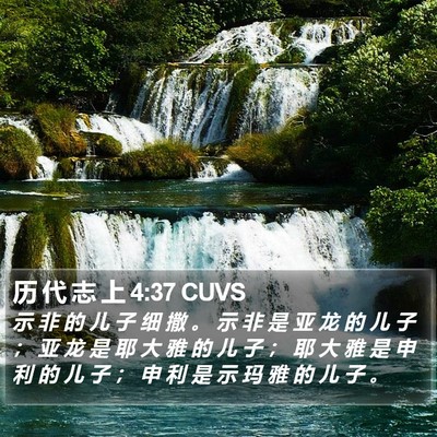 历 代 志 上 4:37 CUVS Bible Verse Image