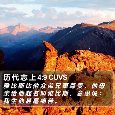 历 代 志 上 4:9 CUVS Bible Verse Image