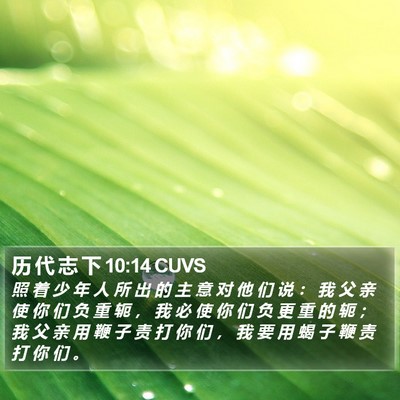 历 代 志 下 10:14 CUVS Bible Verse Image