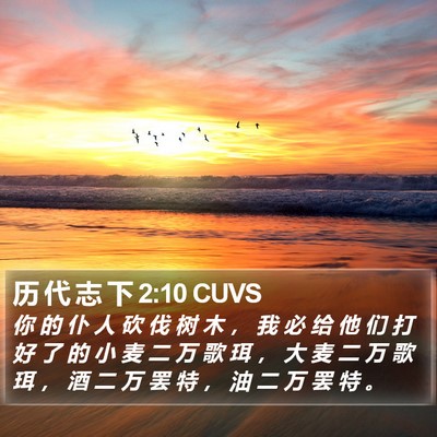 历 代 志 下 2:10 CUVS Bible Verse Image