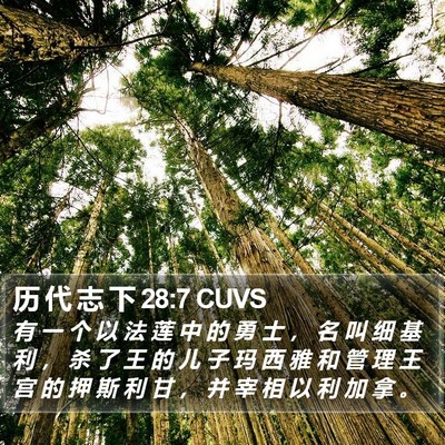 历 代 志 下 28:7 CUVS Bible Verse Image