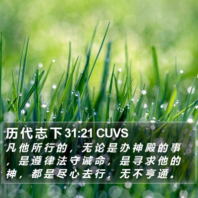 历 代 志 下 31:21 CUVS Bible Verse Image