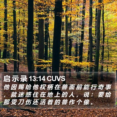 启 示 录 13:14 CUVS Bible Verse Image