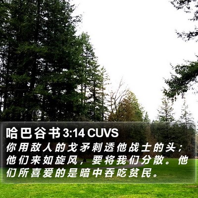 哈 巴 谷 书 3:14 CUVS Bible Verse Image
