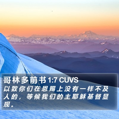 哥 林 多 前 书 1:7 CUVS Bible Verse Image
