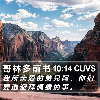 哥 林 多 前 书 10:14 CUVS Bible Verse Image