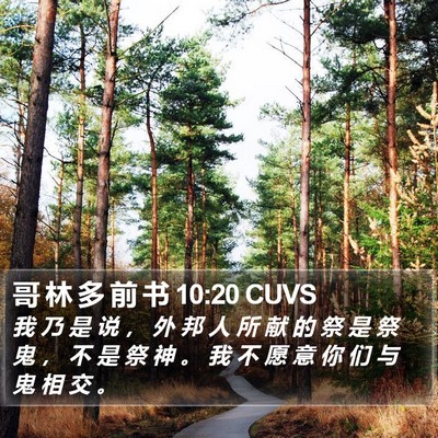 哥 林 多 前 书 10:20 CUVS Bible Verse Image