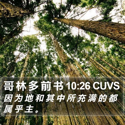 哥 林 多 前 书 10:26 CUVS Bible Verse Image